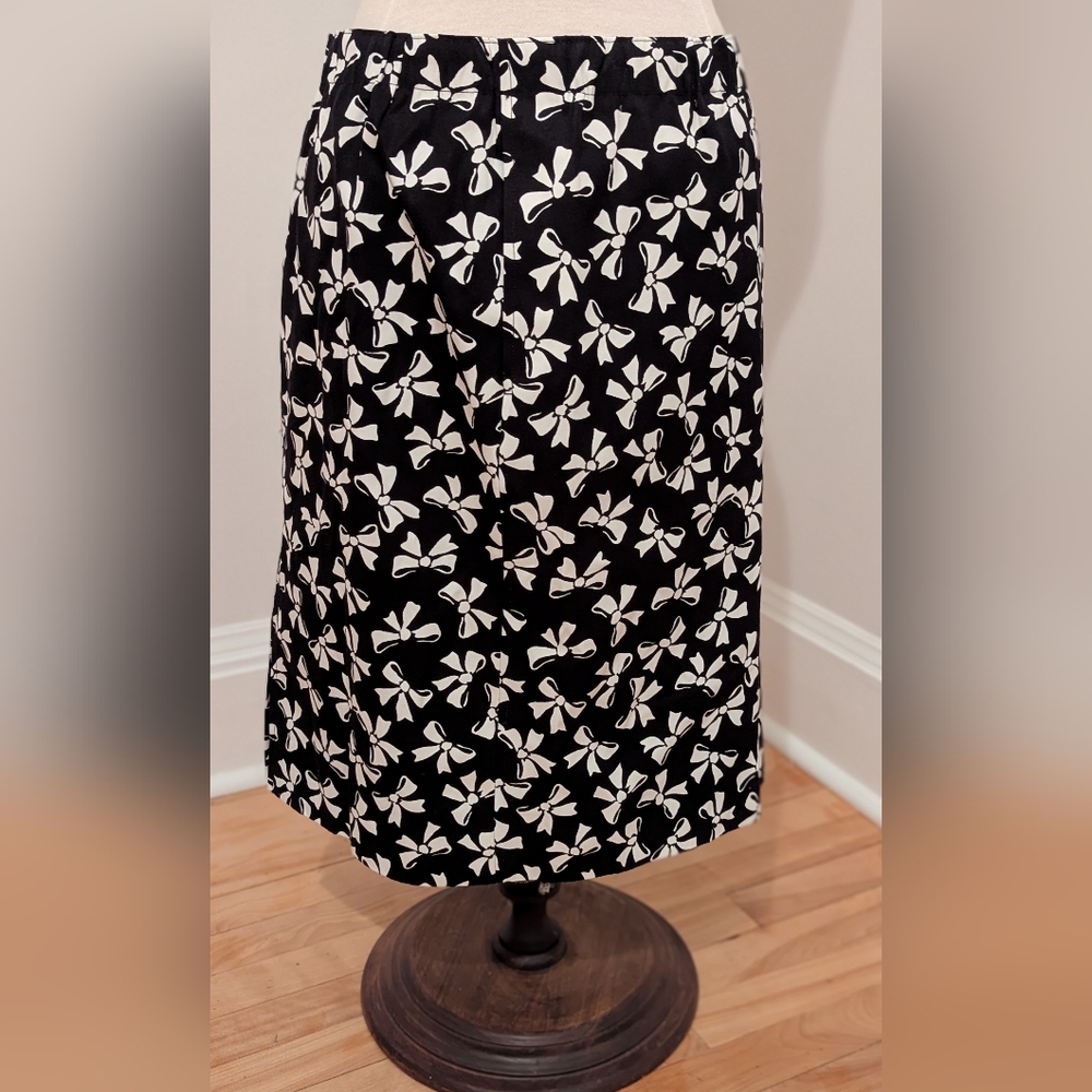 Vintage Yves Saint Laurent Rive Gauche Black and White Bow Pencil Skirt